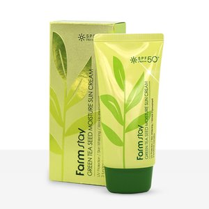 Купить FarmStay Green Tea Seed Moisture Sun Cream SPF50+ Сонцезахисний зволожувальний крем для обличчя в Украине