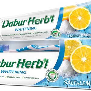 Купити Dabur Herb`l Salt&Lemon, Відбілювалююча зубнана паста150g + зубна щітка в Україні