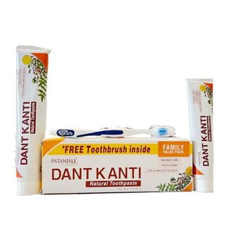 Купить Patanjali Dant Kanti Natural Family Value Pack Зубна паста Дант Канті 200 г + 100 г + зубна щітка в Украине