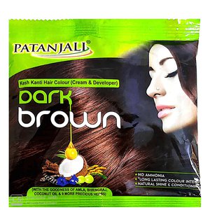 Купить PATANJALI KESH KANTI HAIR COLOUR (CREAM & DEVELOPER) - DARK BROWN Крем-фарба для волосся та проявник темно-коричнева в Украине