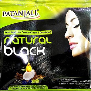 Купить PATANJALI KESH KANTI HAIR COLOUR (CREAM & DEVELOPER) - NATURAL BLACK Крем-фарба для волосся та проявник чорна в Украине