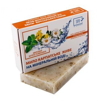 Купить Мило Натуральне "на мінеральній воді" звіробій М'ЯТА РОМАШКА 50г в Украине